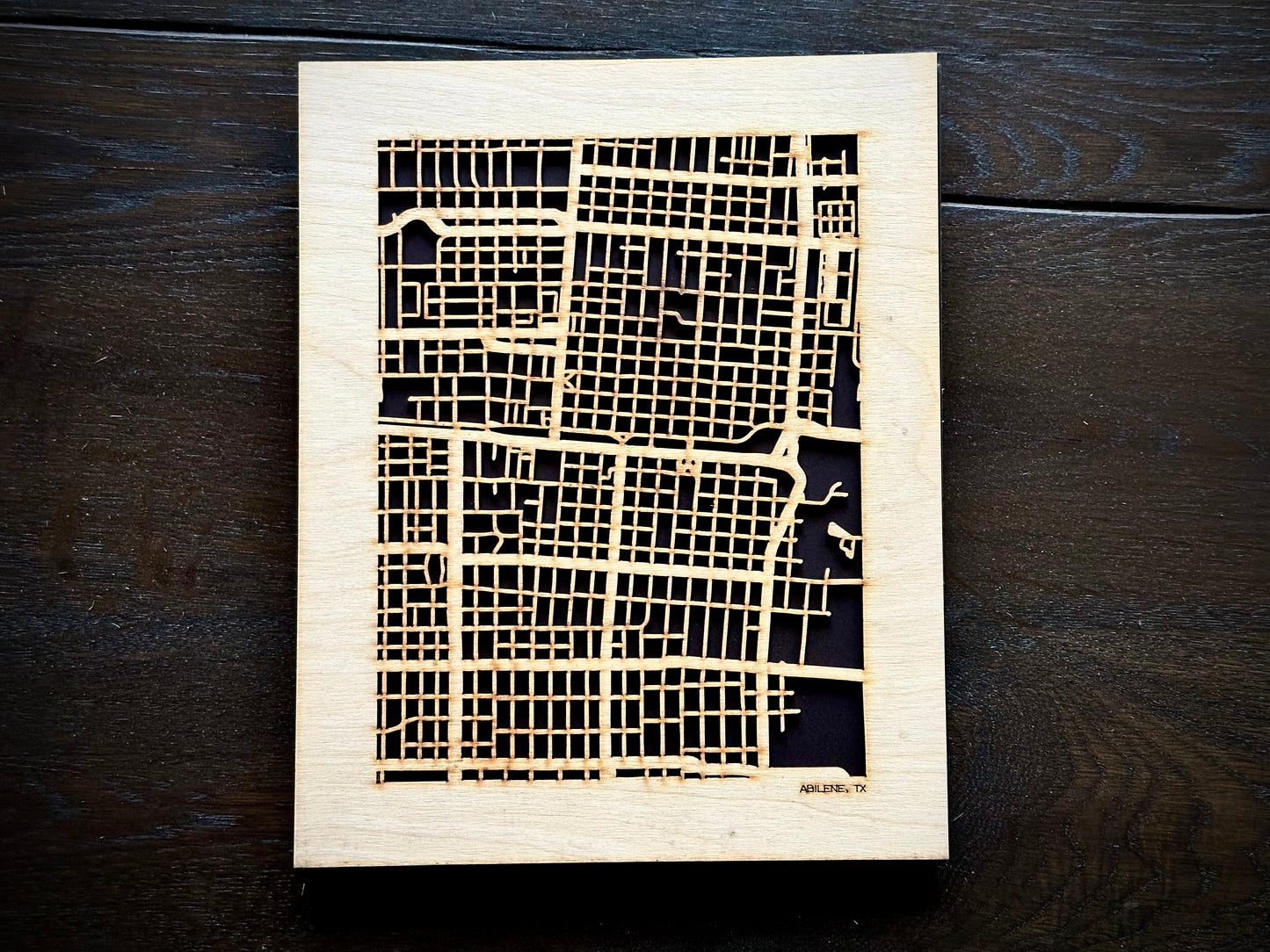 Abilene, TX City Street Map | Modern Wood Wall Art in a Minimalist design. 2 sizes