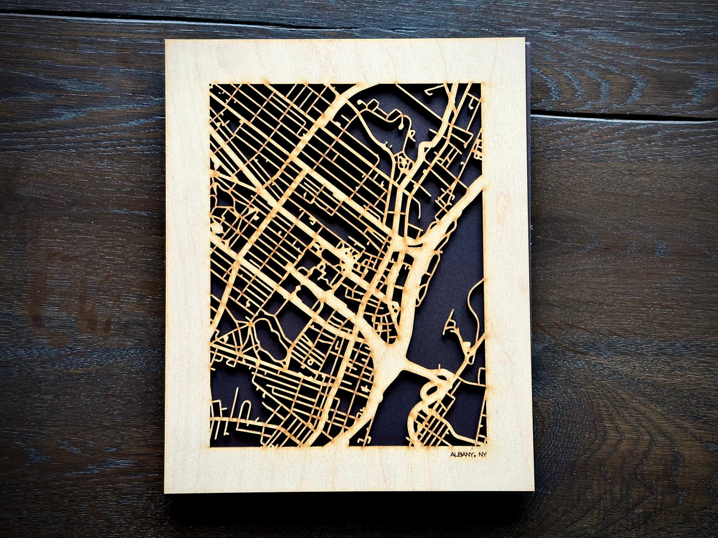 Albany, NY City Street Map | Modern Wood Wall Art in a Minimalist design. 2 sizes