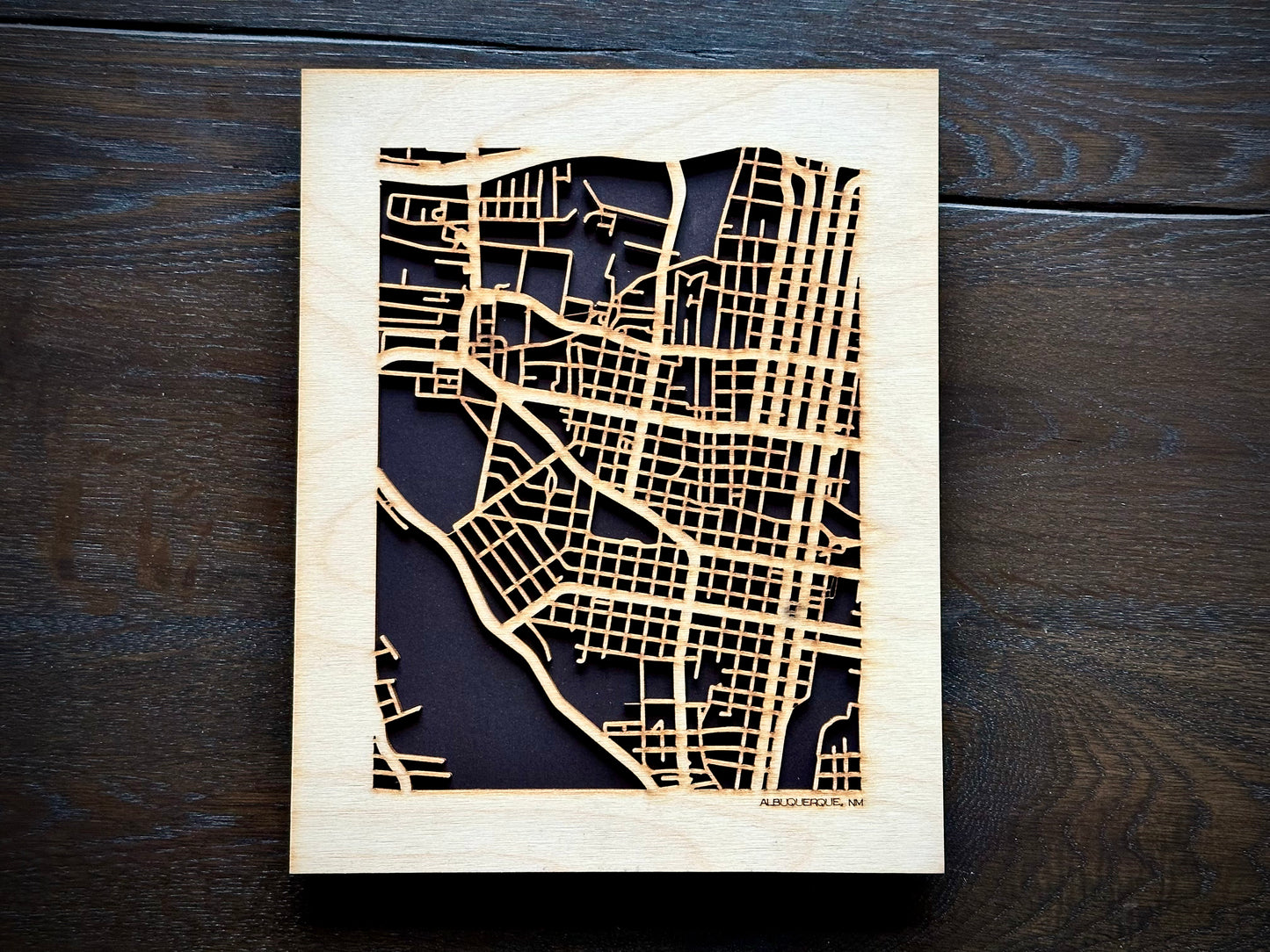 Albuquerque, NM City Street Map | Modern Wood Wall Art in a Minimalist design. 2 sizes