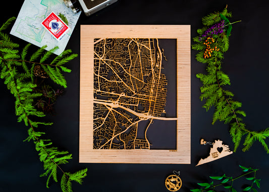 Alexandria, VA City Street Map | Modern Wood Wall Art in a Minimalist design. 2 sizes
