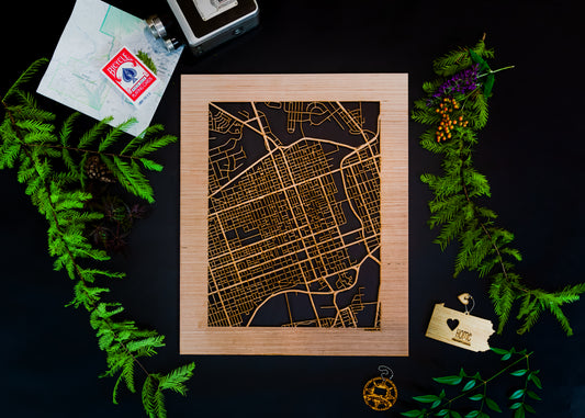 Allentown, PA City Street Map | Modern Wood Wall Art in a Minimalist design. 2 sizes