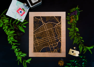 Allentown, PA City Street Map | Modern Wood Wall Art in a Minimalist design. 2 sizes