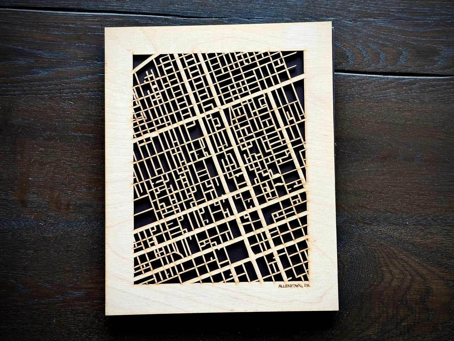 Allentown, PA City Street Map | Modern Wood Wall Art in a Minimalist design. 2 sizes