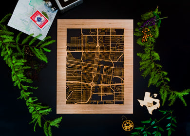 Amarillo, TX City Street Map | Modern Wood Wall Art in a Minimalist design. 2 sizes