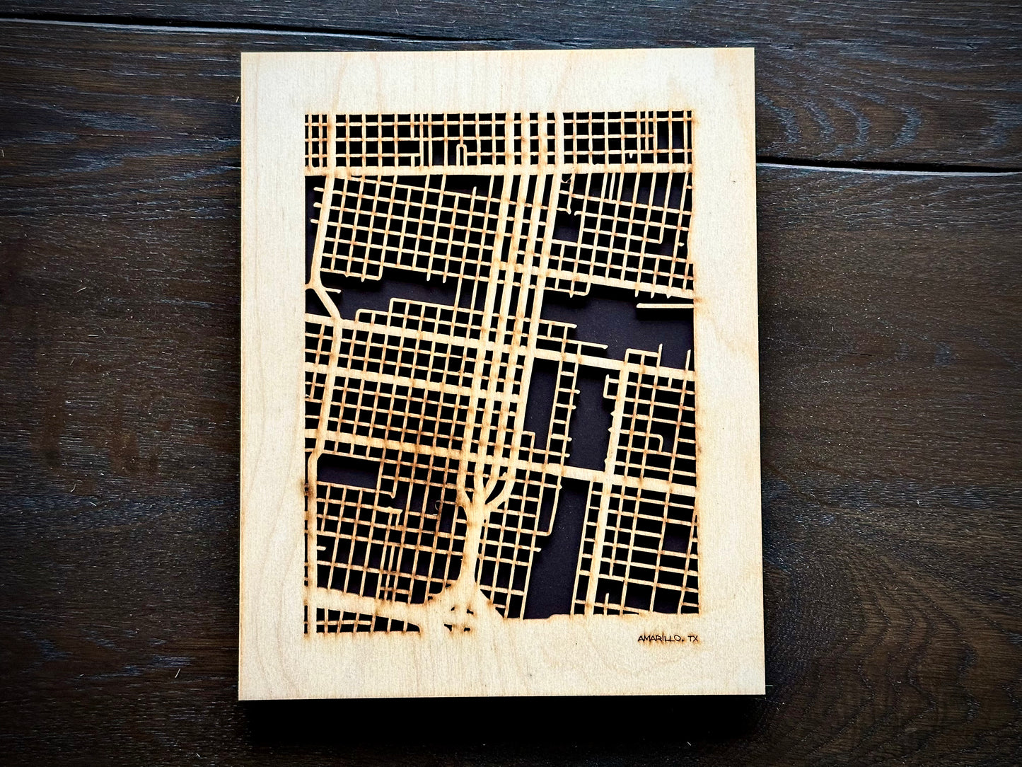 Amarillo, TX City Street Map | Modern Wood Wall Art in a Minimalist design. 2 sizes