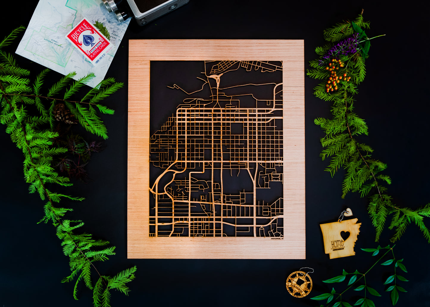 Anchorage, AK City Street Map | Modern Wood Wall Art in a Minimalist design. 2 sizes