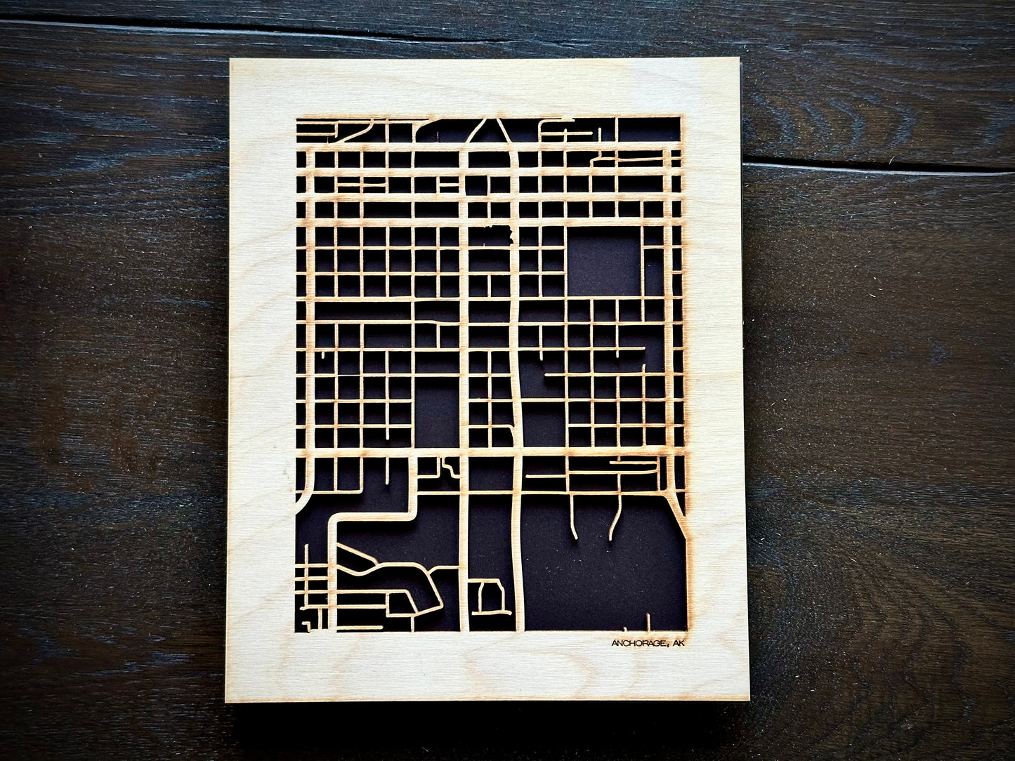 Anchorage, AK City Street Map | Modern Wood Wall Art in a Minimalist design. 2 sizes