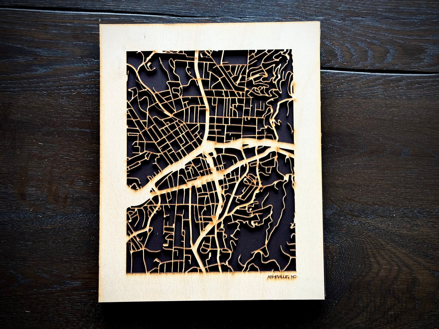 Asheville, NC City Street Map | Modern Wood Wall Art in a Minimalist design. 2 sizes
