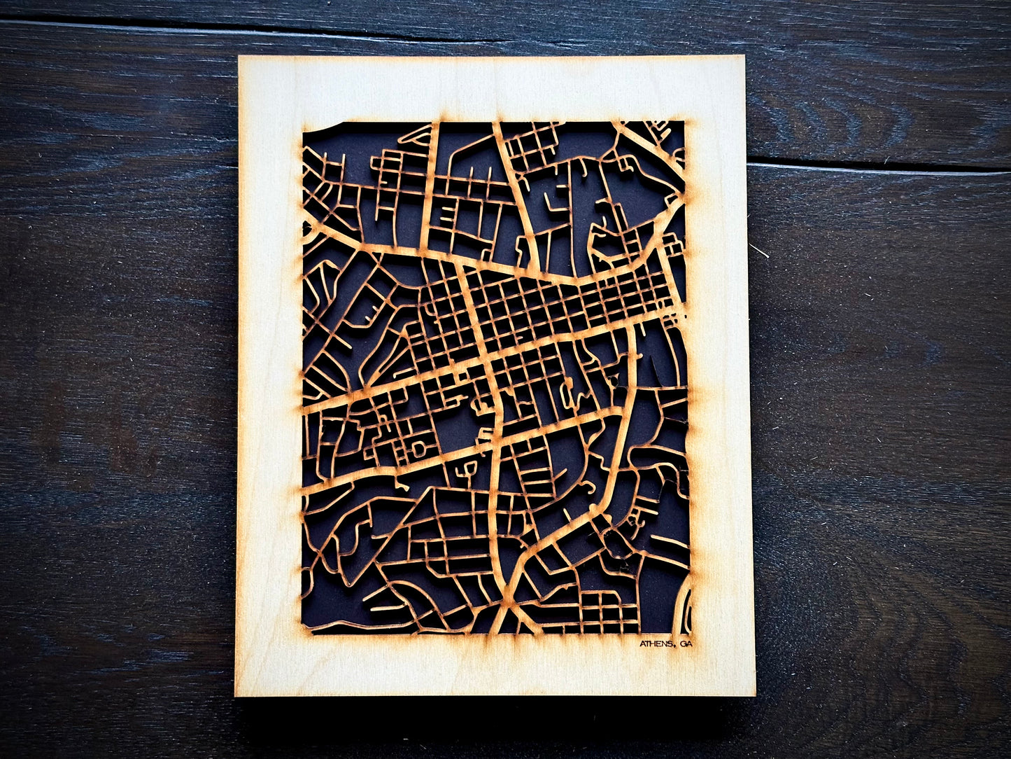 Athens, GA City Street Map | Modern Wood Wall Art in a Minimalist design. 2 sizes