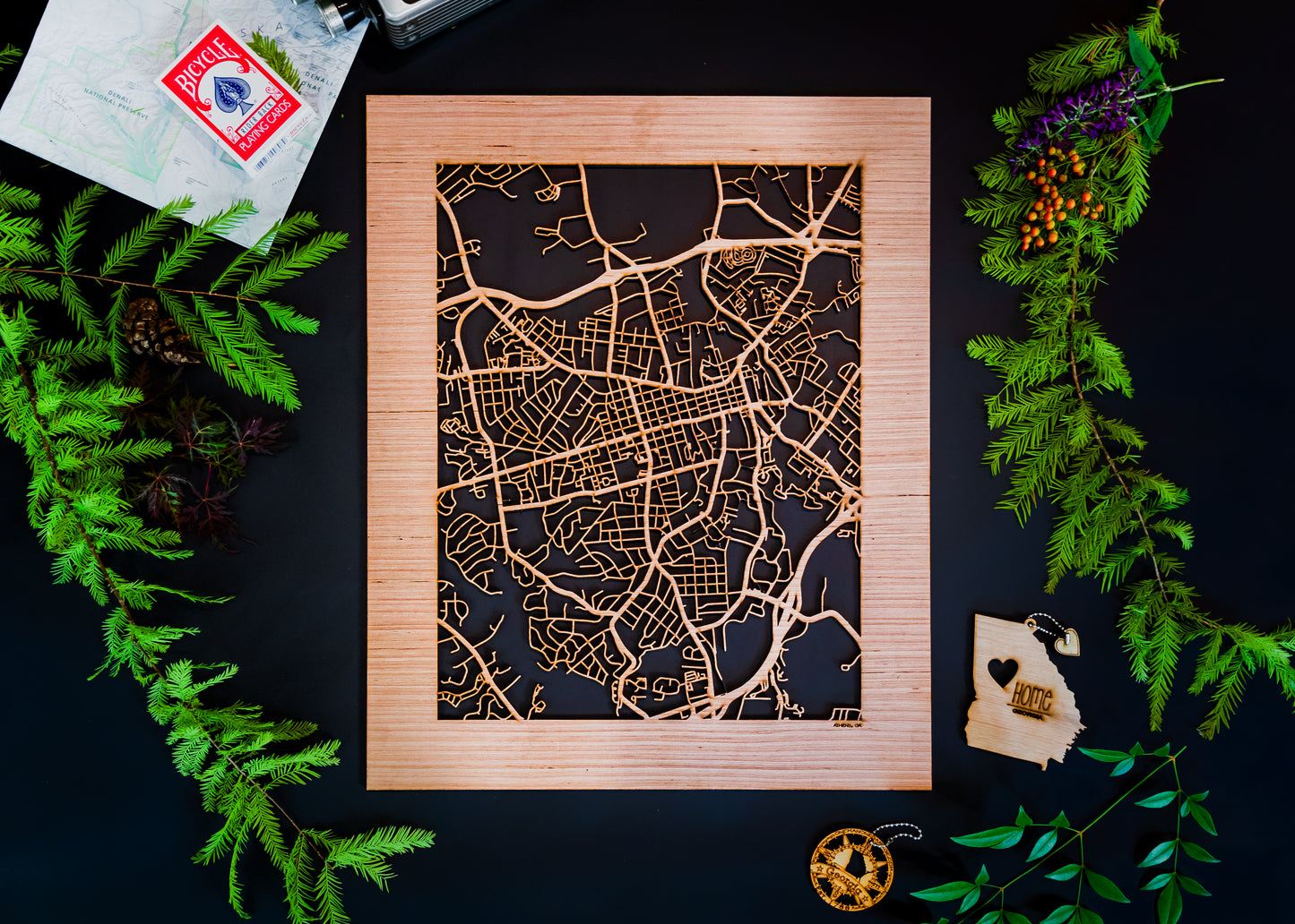 Athens, GA City Street Map | Modern Wood Wall Art in a Minimalist design. 2 sizes