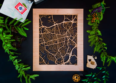 Athens, GA City Street Map | Modern Wood Wall Art in a Minimalist design. 2 sizes