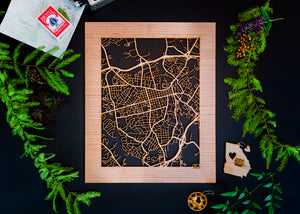 Athens, GA City Street Map | Modern Wood Wall Art in a Minimalist design. 2 sizes