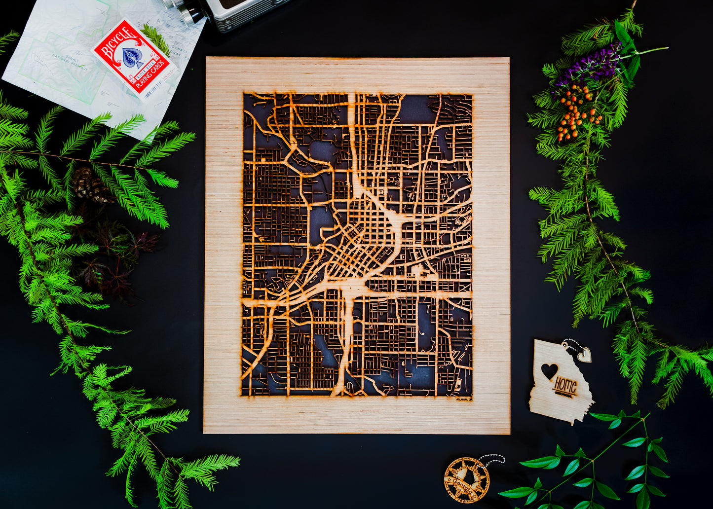 Atlanta, GA City Street Map | Modern Wood Wall Art in a Minimalist design. 3 sizes