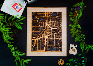 Atlanta, GA City Street Map | Modern Wood Wall Art in a Minimalist design. 3 sizes
