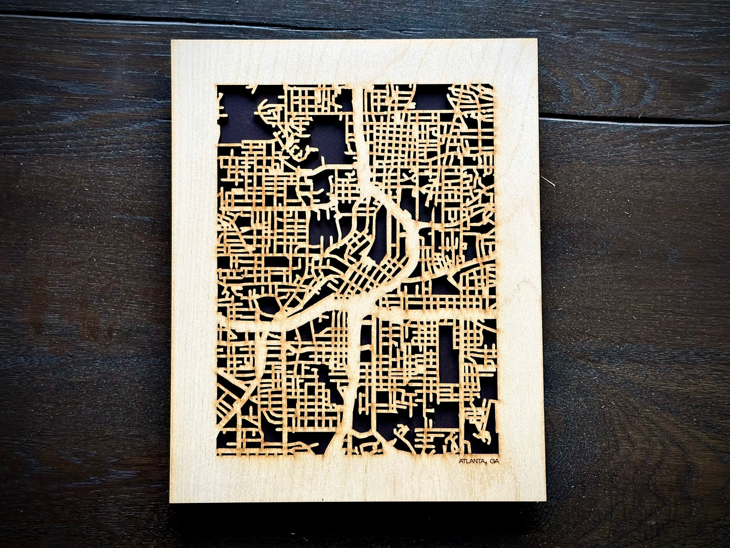 Atlanta, GA City Street Map | Modern Wood Wall Art in a Minimalist design. 3 sizes