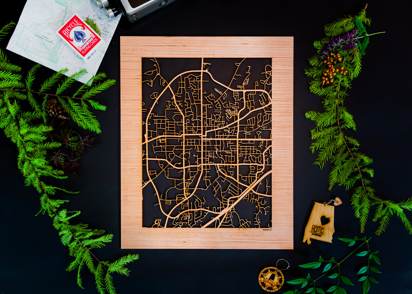 Auburn, AL City Street Map | Modern Wood Wall Art in a Minimalist design. 2 sizes