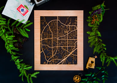 Auburn, AL City Street Map | Modern Wood Wall Art in a Minimalist design. 2 sizes