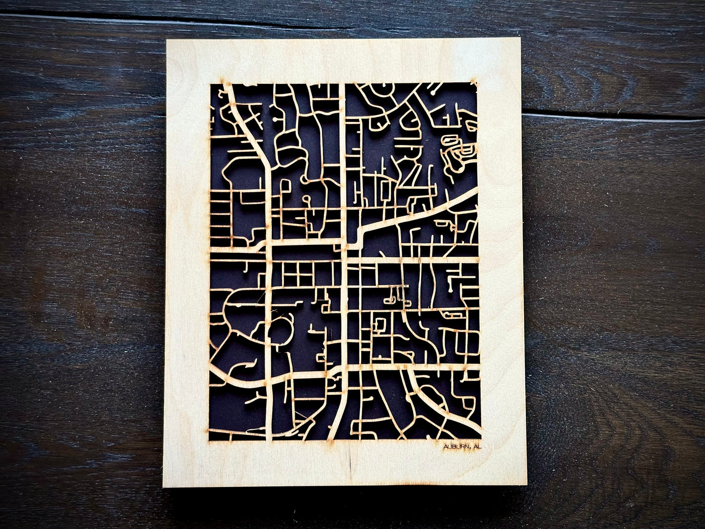 Auburn, AL City Street Map | Modern Wood Wall Art in a Minimalist design. 2 sizes