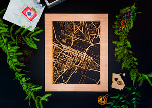 Augusta, GA City Street Map | Modern Wood Wall Art in a Minimalist design. 2 sizes