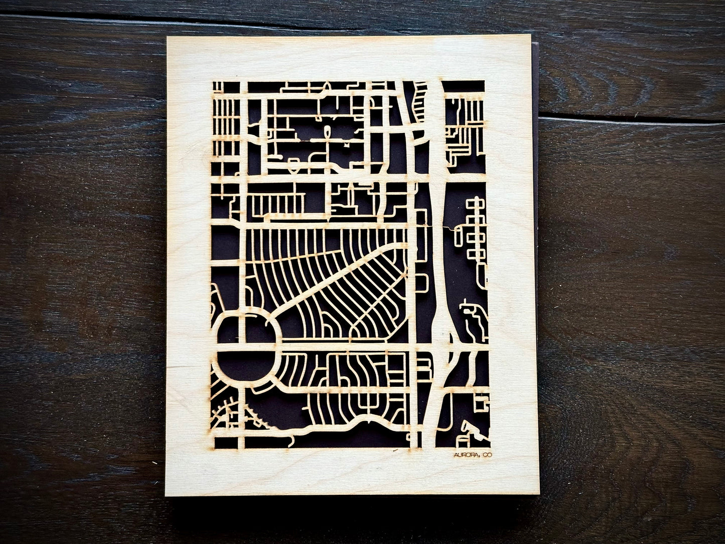 Aurora, CO City Street Map | Modern Wood Wall Art in a Minimalist design. 2 sizes