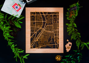 Aurora, IL City Street Map | Modern Wood Wall Art in a Minimalist design. 2 sizes