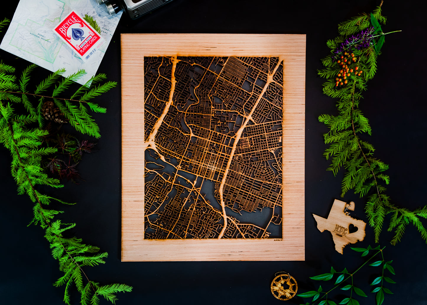 Austin, TX City Street Map | Modern Wood Wall Art in a Minimalist design. 2 sizes