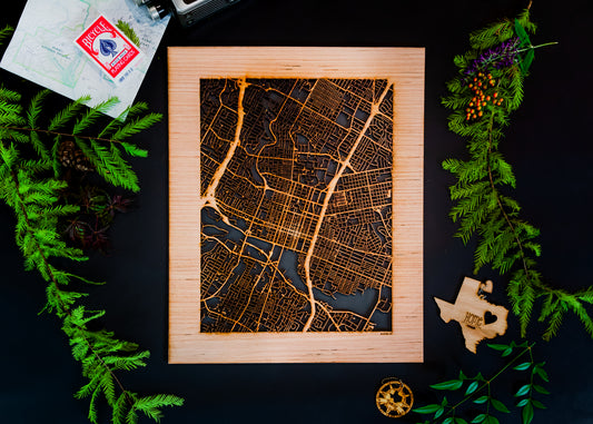 Austin, TX City Street Map | Modern Wood Wall Art in a Minimalist design. 2 sizes