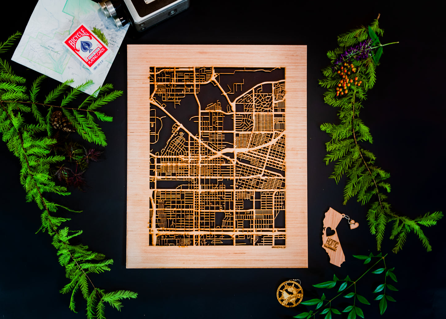 Bakersfield, CA City Street Map | Modern Wood Wall Art in a Minimalist design. 2 sizes