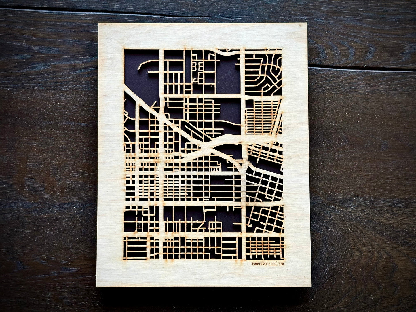 Bakersfield, CA City Street Map | Modern Wood Wall Art in a Minimalist design. 2 sizes