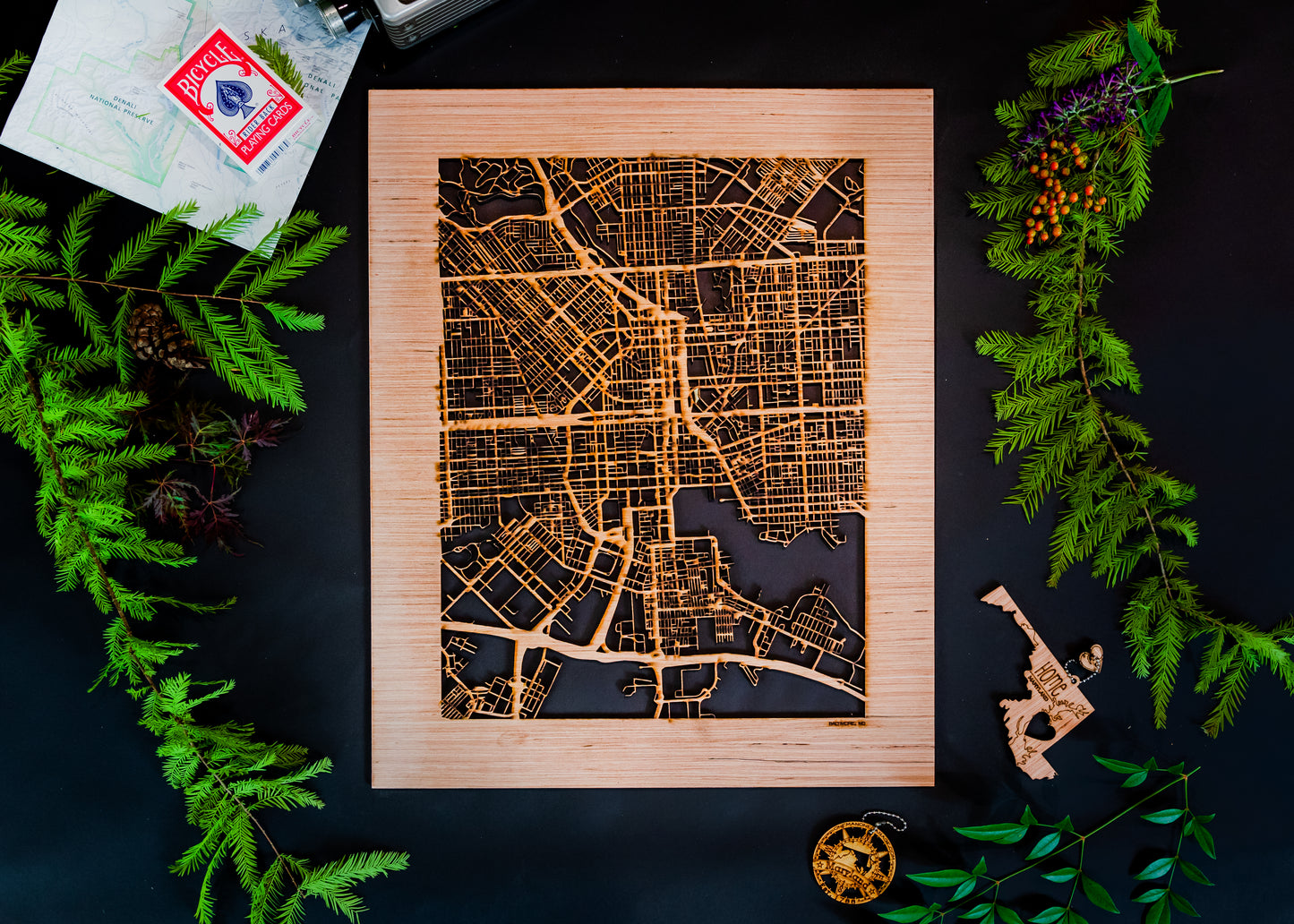 Baltimore, MD City Street Map | Modern Wood Wall Art in a Minimalist design. 2 sizes