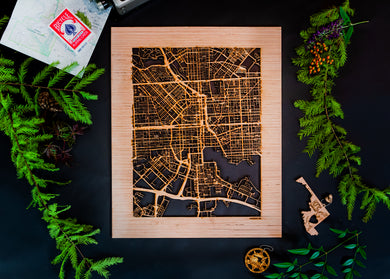 Baltimore, MD City Street Map | Modern Wood Wall Art in a Minimalist design. 2 sizes