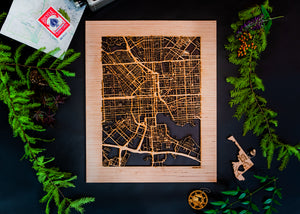 Baltimore, MD City Street Map | Modern Wood Wall Art in a Minimalist design. 2 sizes