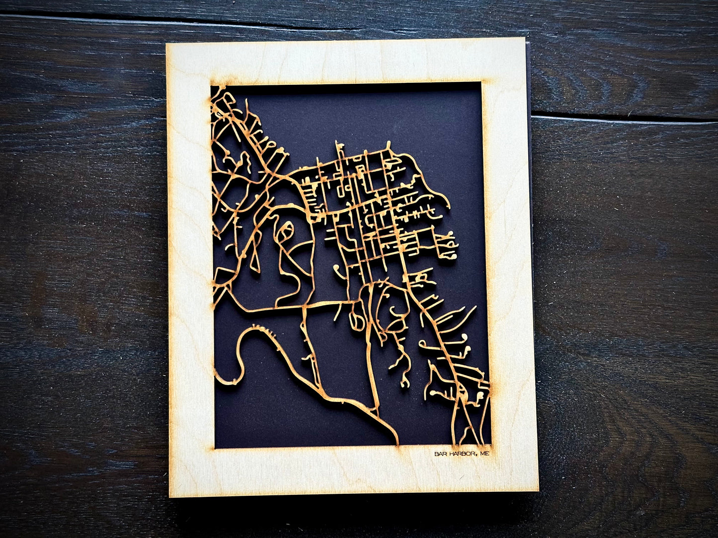 Bar Harbor, ME City Street Map | Modern Wood Wall Art in a Minimalist design. 2 sizes