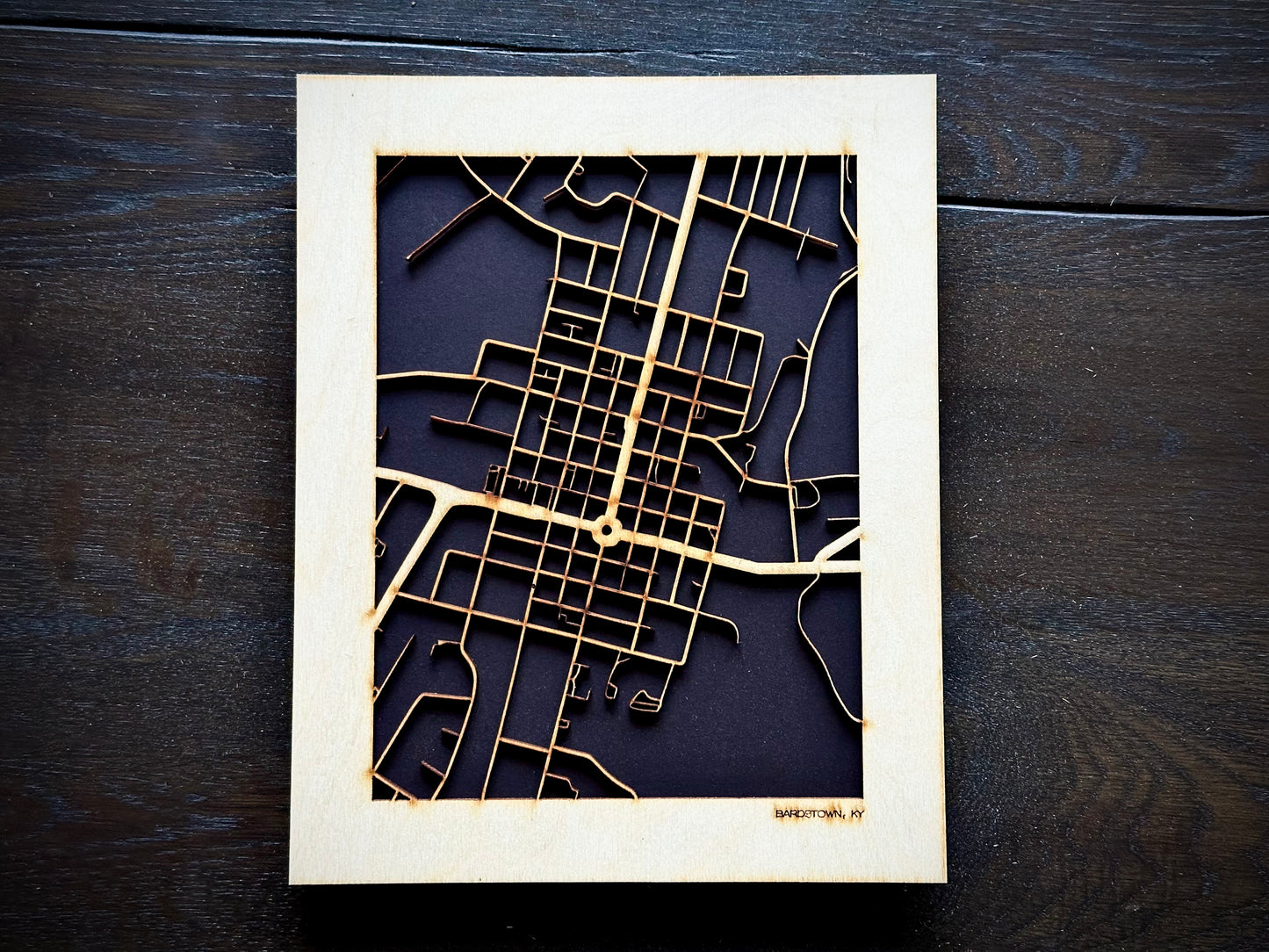 Bardstown, KY City Street Map | Modern Wood Wall Art in a Minimalist design. 2 sizes