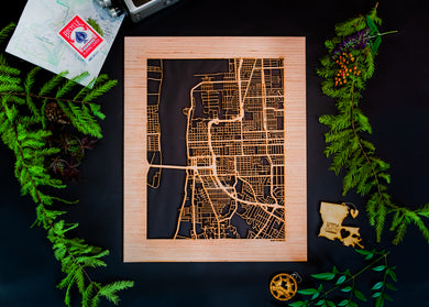 Baton Rouge, LA City Street Map | Modern Wood Wall Art in a Minimalist design. 2 sizes