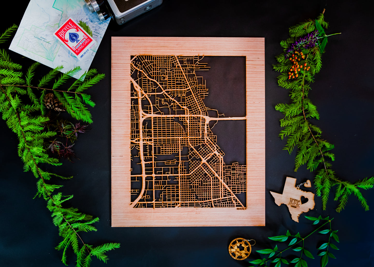 Beaumont, TX City Street Map | Modern Wood Wall Art in a Minimalist design. 2 sizes