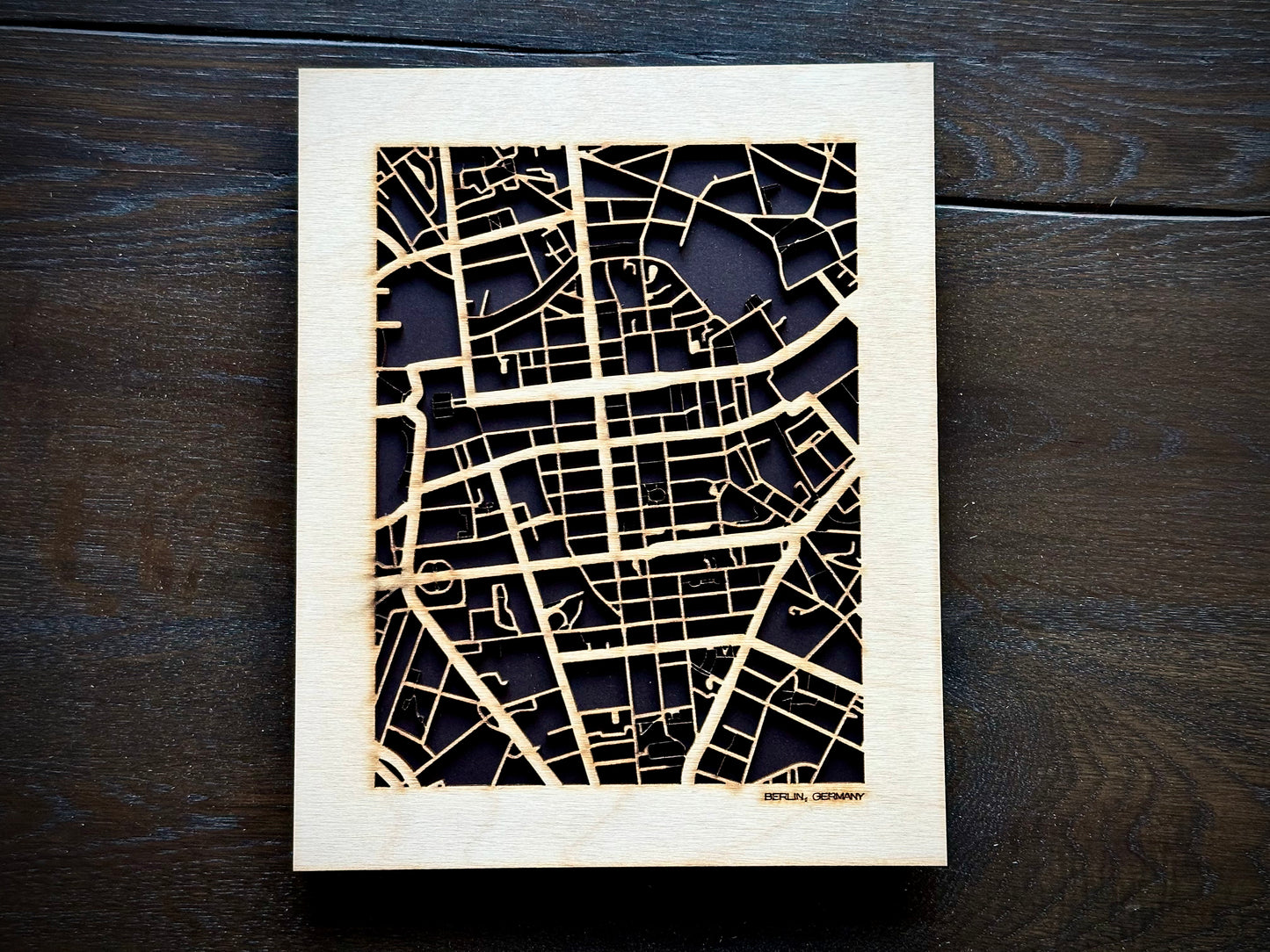 Berlin, Germany City Street Map | Modern Wood Wall Art in a Minimalist design. 2 sizes