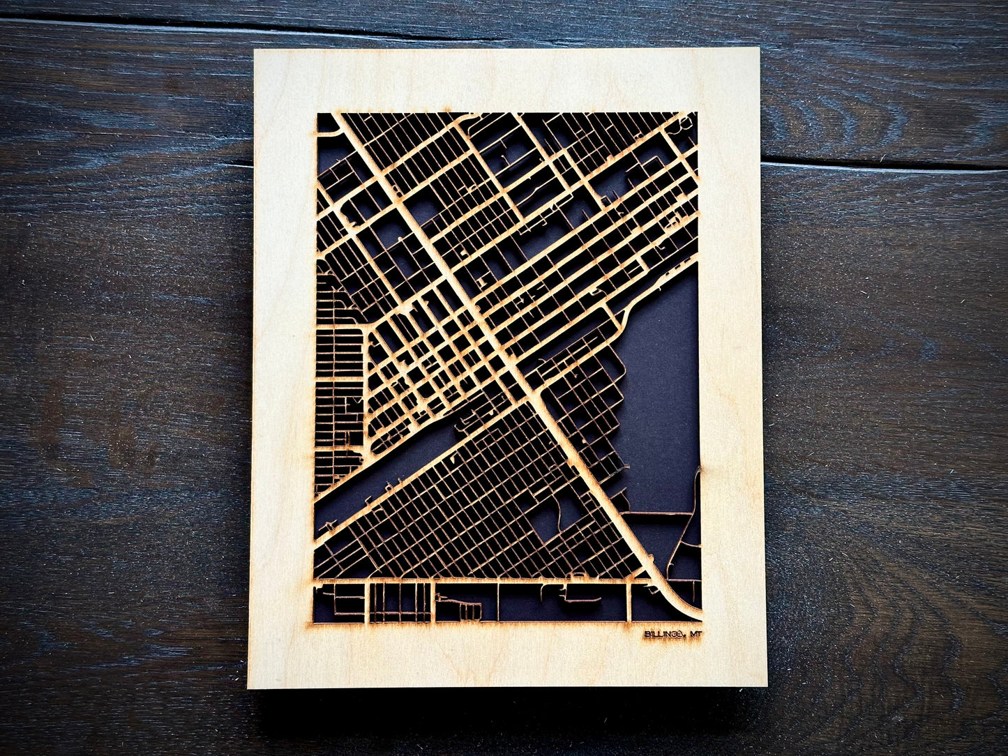 Billings, MT City Street Map | Modern Wood Wall Art in a Minimalist design. 2 sizes