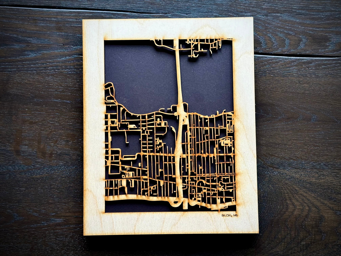Biloxi, MS City Street Map | Modern Wood Wall Art in a Minimalist design. 2 sizes