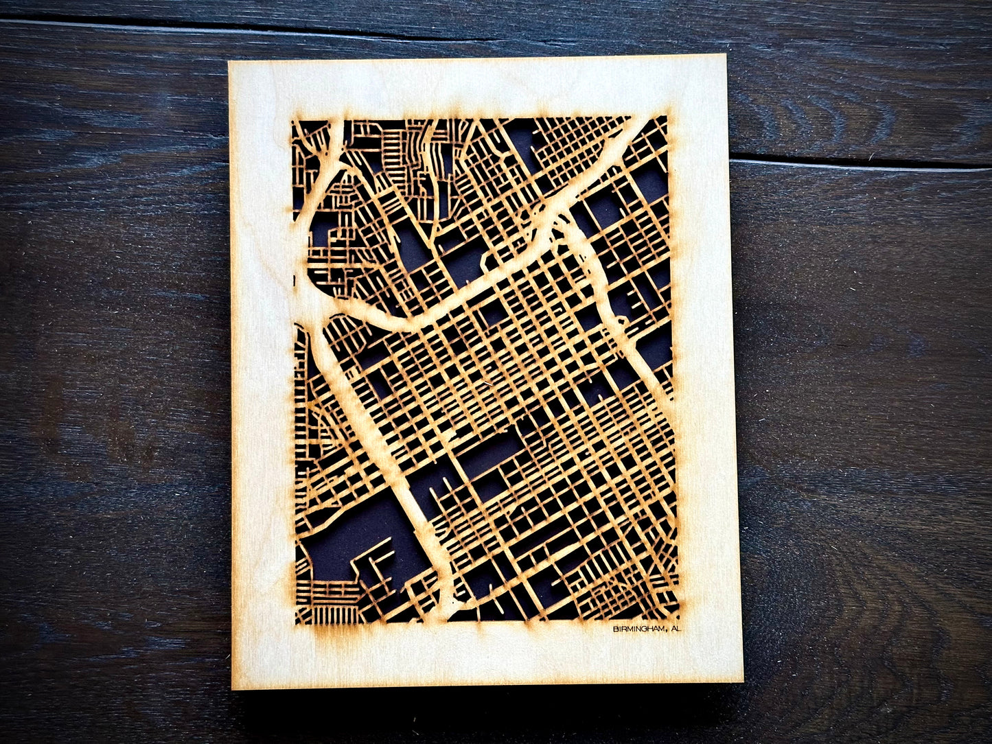 Birmingham, AL City Street Map | Modern Wood Wall Art in a Minimalist design. 3 sizes