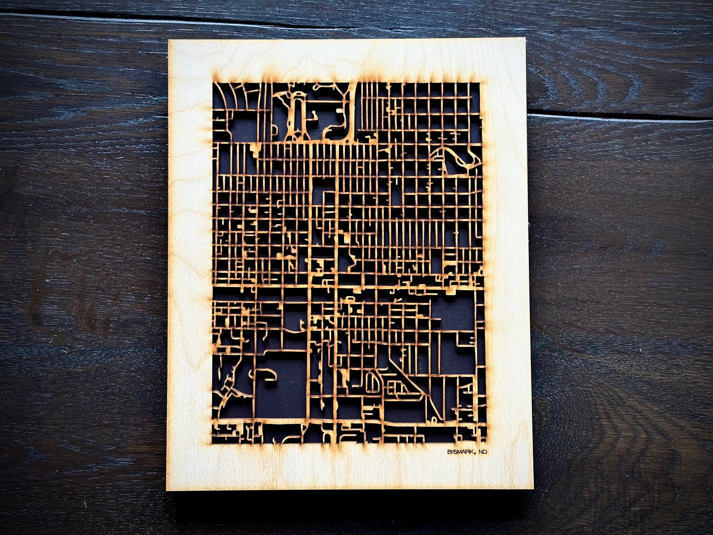Bismarck, ND City Street Map | Modern Wood Wall Art in a Minimalist design. 2 sizes
