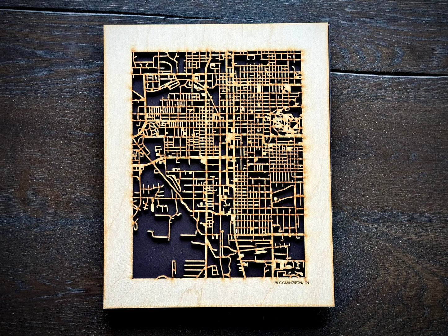 Bloomington, IN City Street Map | Modern Wood Wall Art in a Minimalist design. 2 sizes
