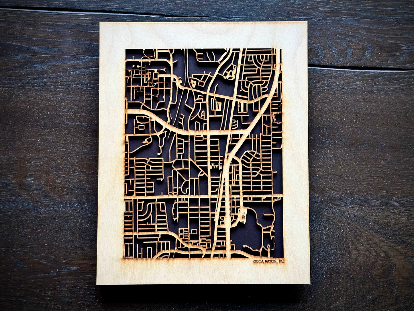 Boca Raton, FL City Street Map | Modern Wood Wall Art in a Minimalist design. 2 sizes
