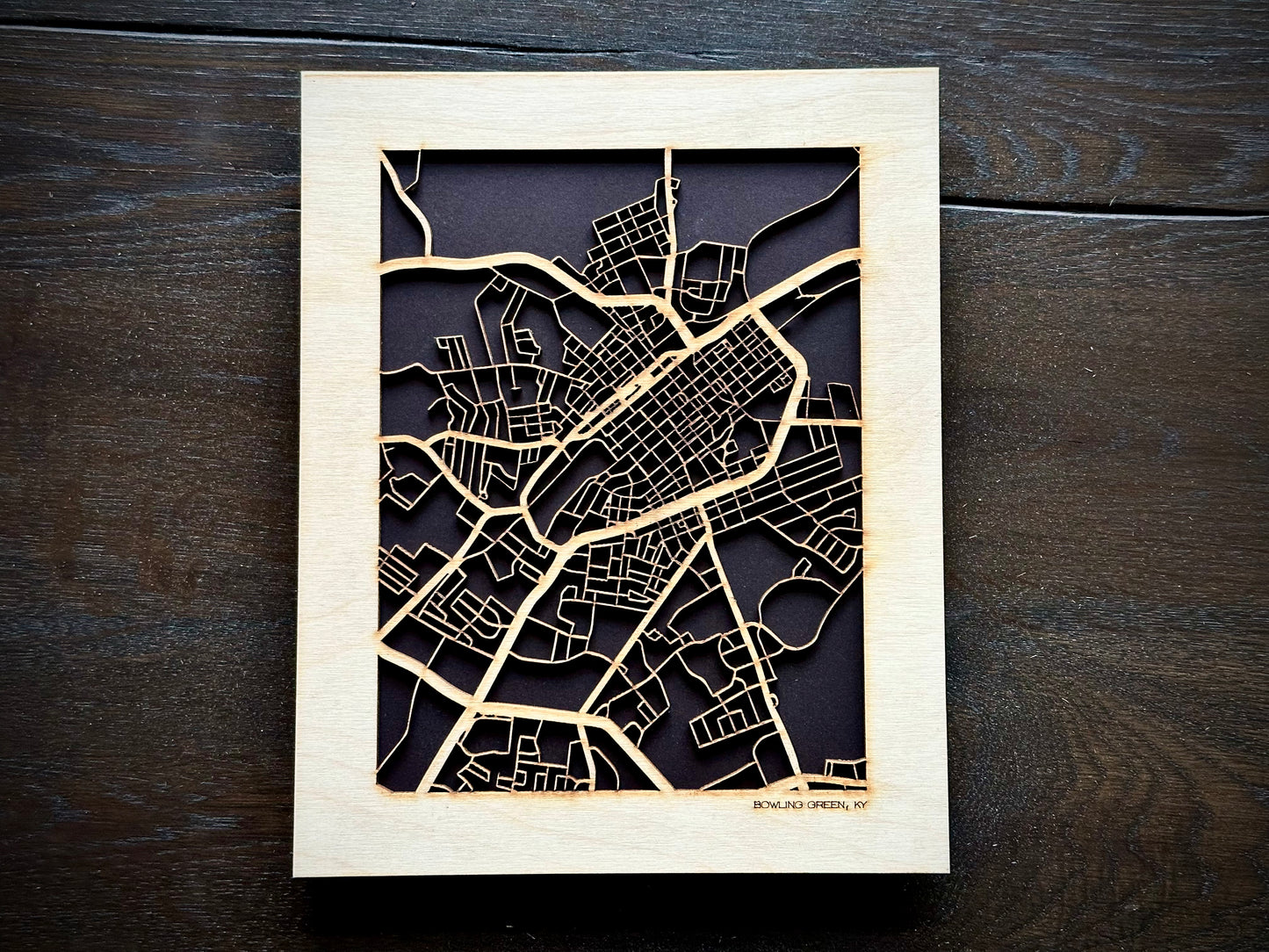 Bowling Green, KY City Street Map | Modern Wood Wall Art in a Minimalist design. 2 sizes