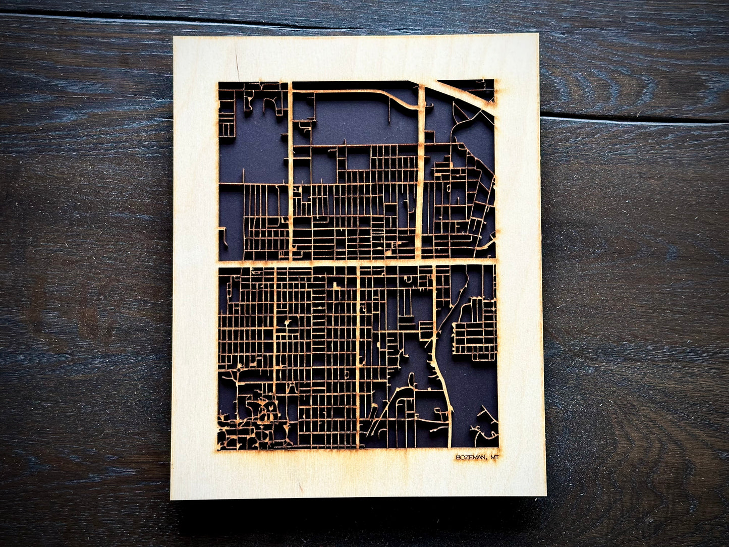 Bozeman, MT City Street Map | Modern Wood Wall Art in a Minimalist design. 2 sizes