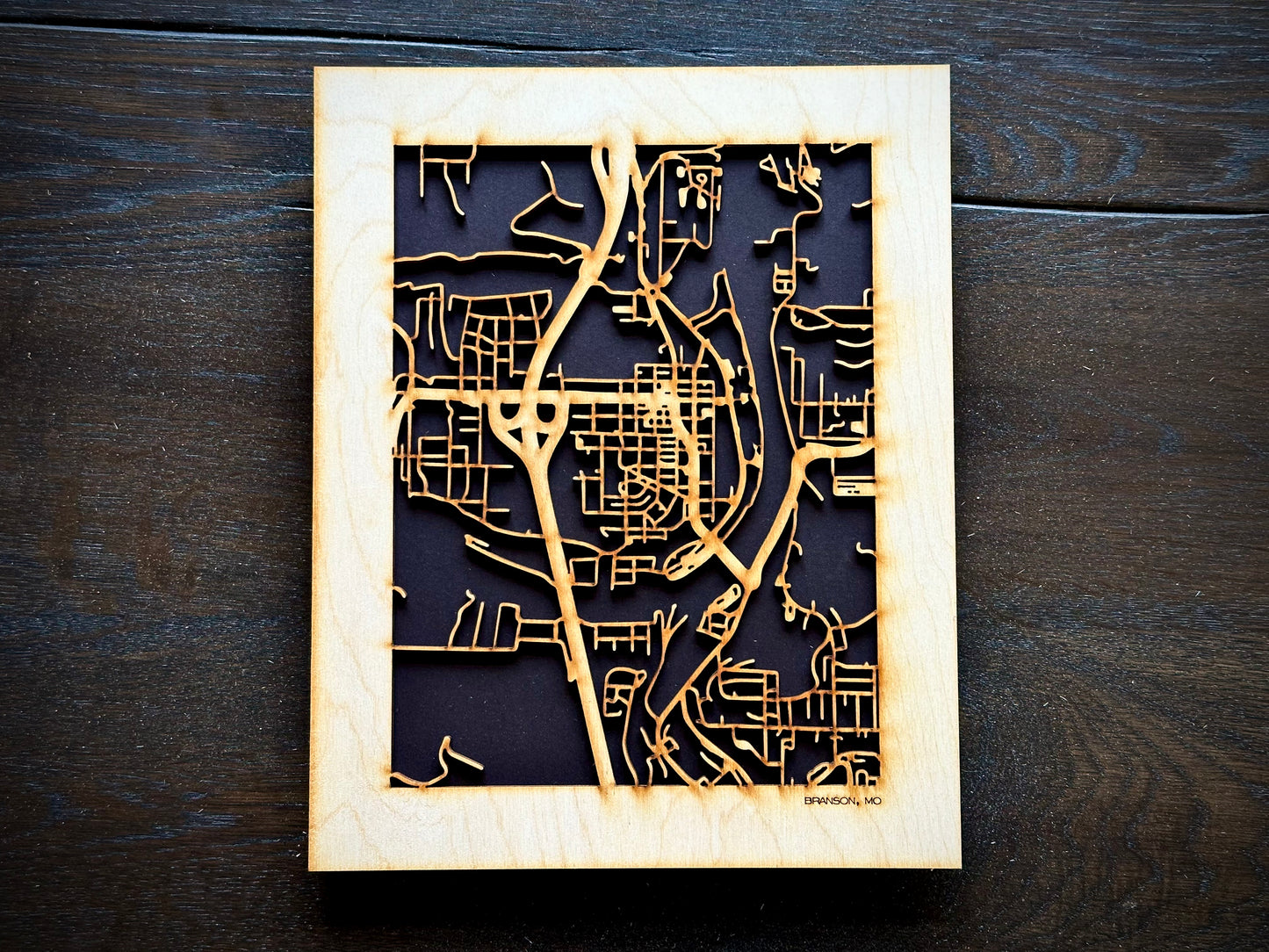 Branson, MO City Street Map | Modern Wood Wall Art in a Minimalist design. 2 sizes