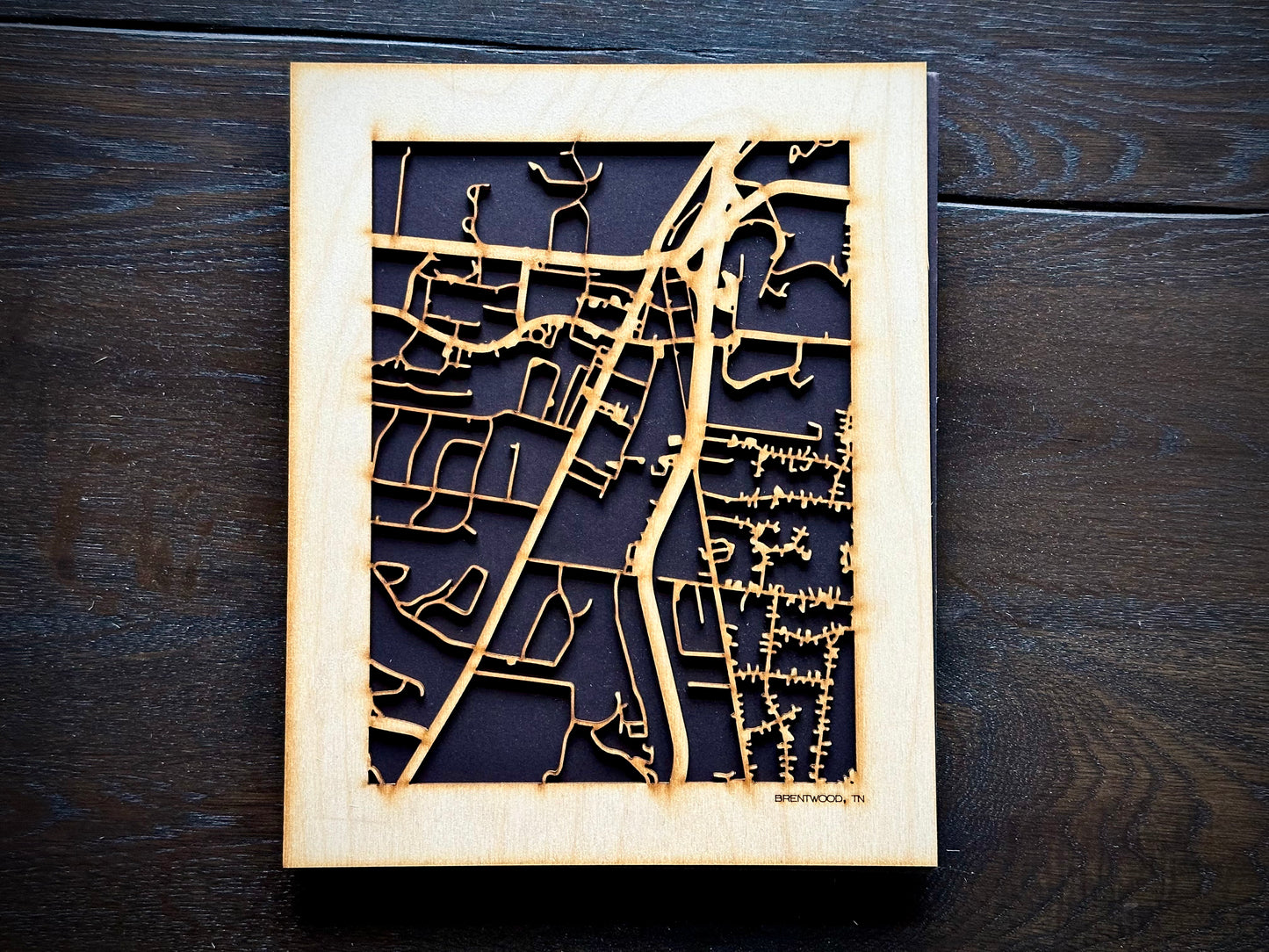 Brentwood, TN City Street Map | Modern Wood Wall Art in a Minimalist design. 2 sizes