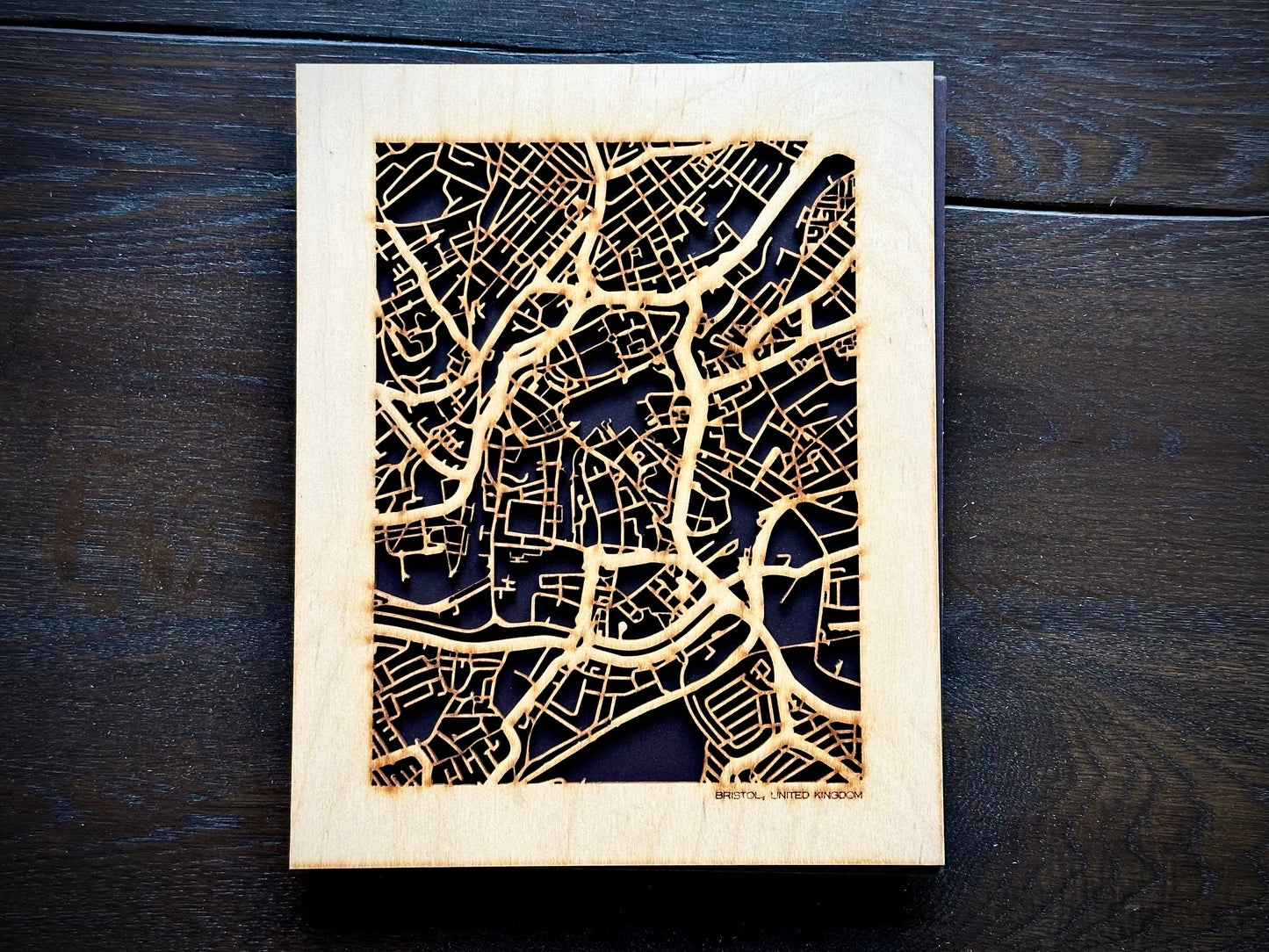 Bristol, UK City Street Map | Modern Wood Wall Art in a Minimalist design. 2 sizes