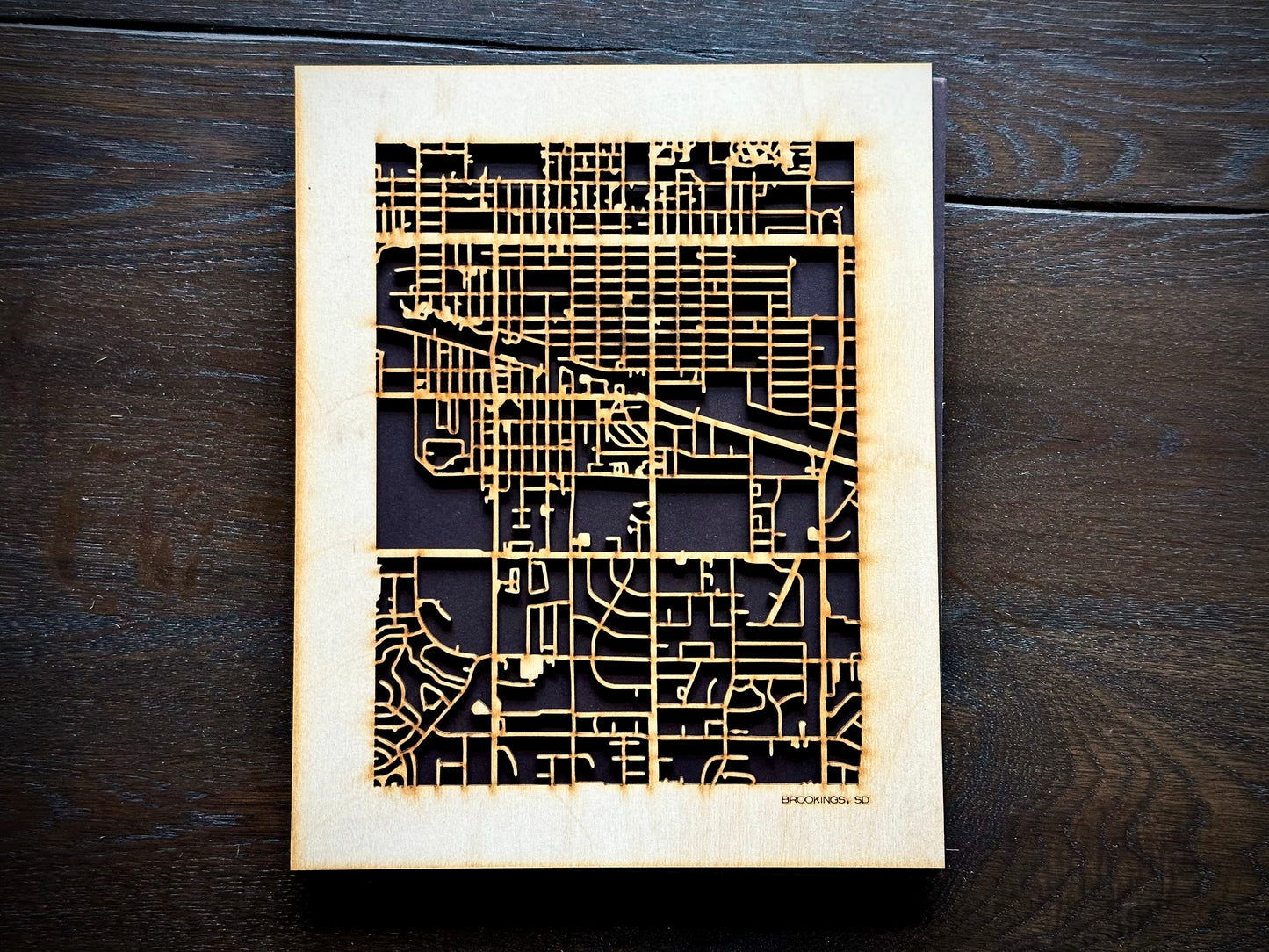 Brookings, SD City Street Map | Modern Wood Wall Art in a Minimalist design. 2 sizes