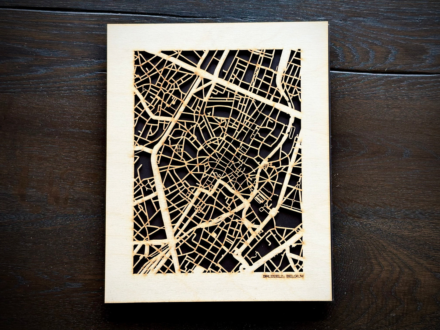 Brussels, Belgium City Street Map | Modern Wood Wall Art in a Minimalist design. 2 sizes